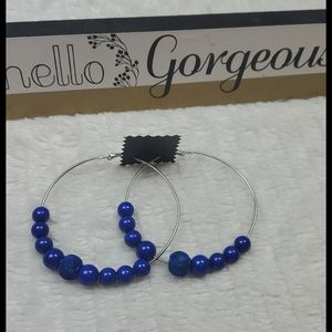 5 for $15 Blue Beaded Hoops